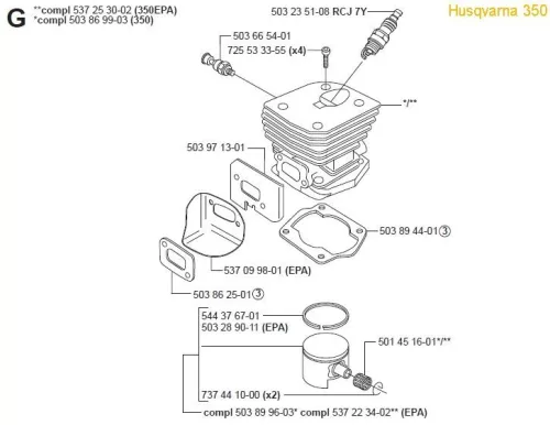 Dugattyú Husqvarna 350 (Ø44mm ,Utángyártott)