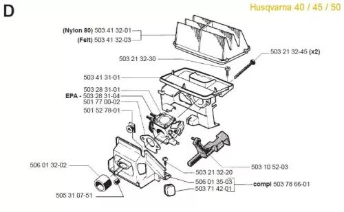 Karburátor közdarab Husqvarna 40 , 45