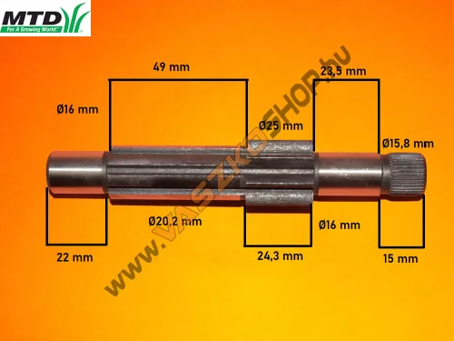 Hajtómű tányérkerék tengely 